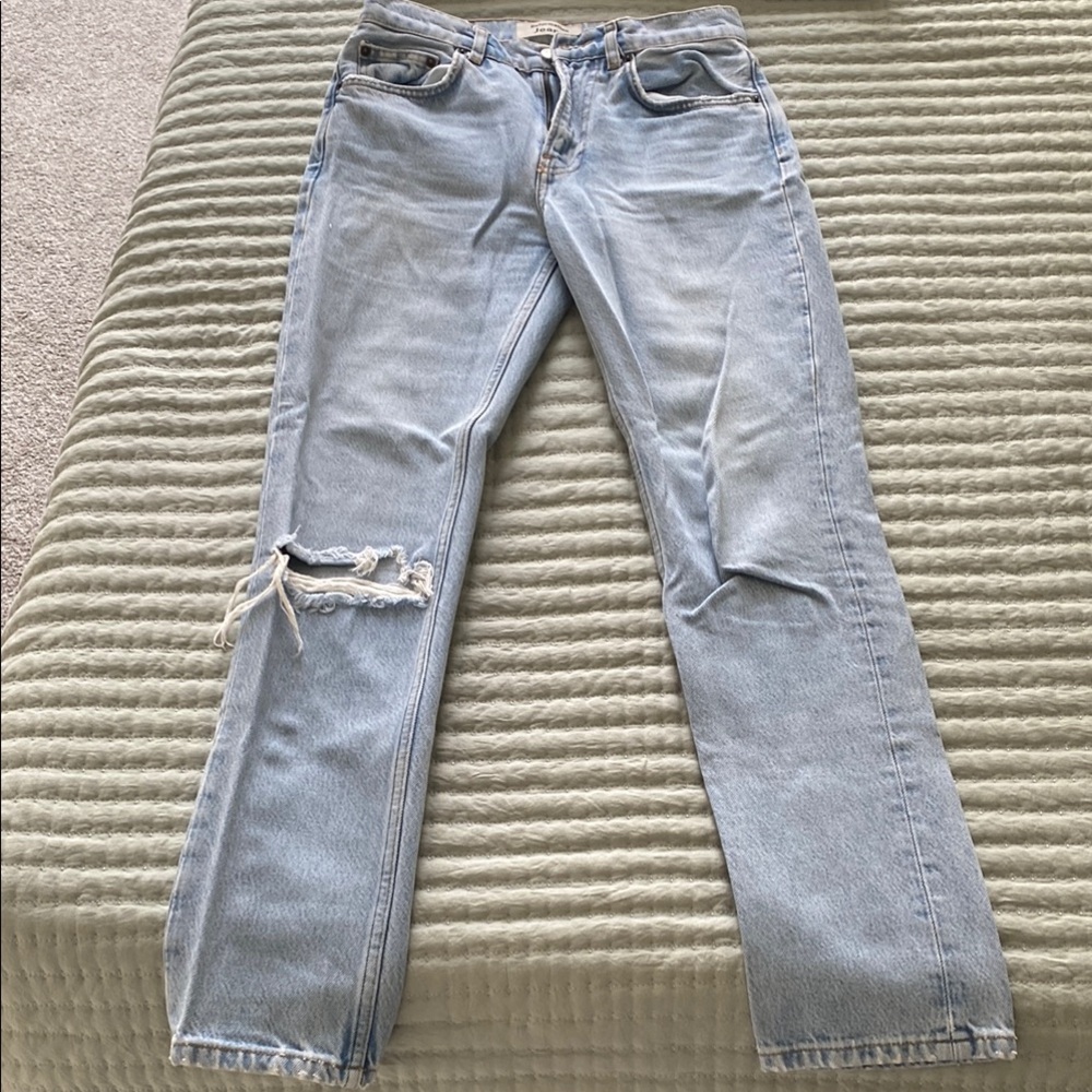 Reformation Cynthia high-rise straight Jean in Tahoe destroyed